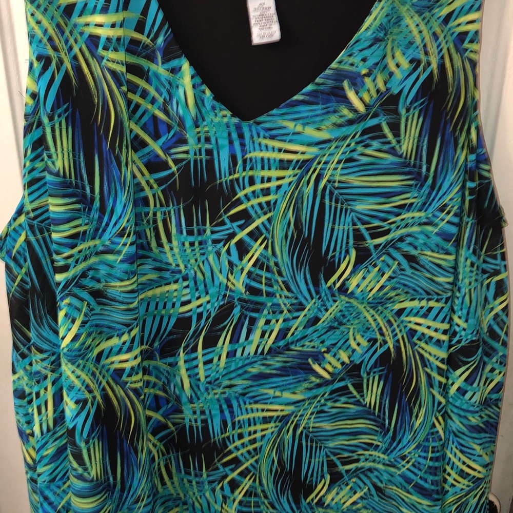 Catherine’s Tunic- Sleeveless Asymmetrical Layered Chiffon Wms Plus sz 4X - Picture 2 of 7